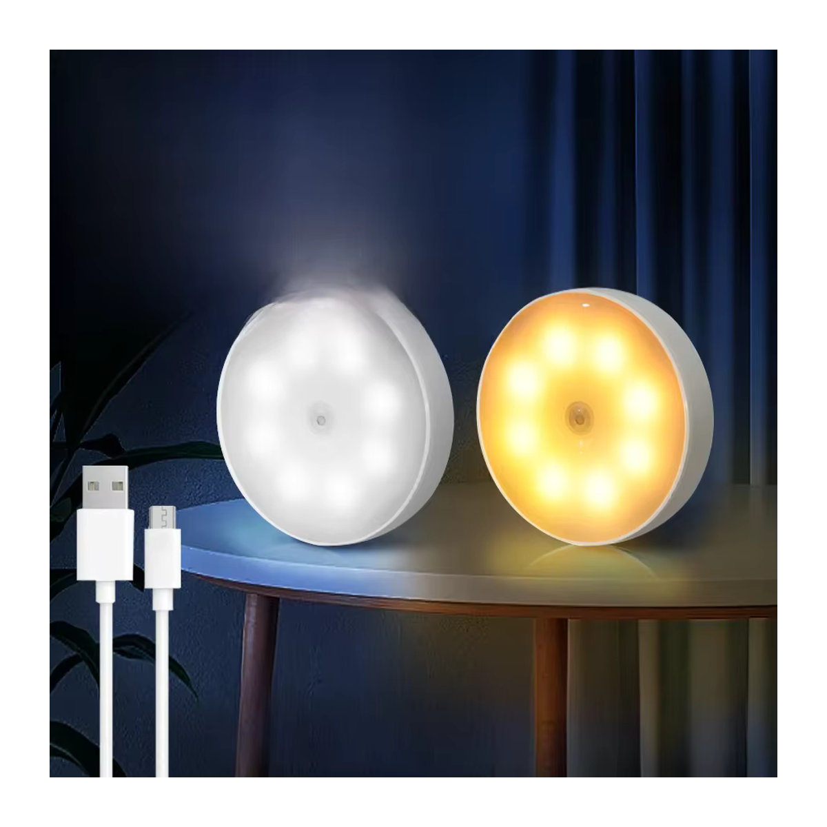 MeeToo 4er Set USB aufladbare LED Nachtlichter mit Bewegungssensor in Weiß für Schlafzimmer, Küche und Schrank - Bild 5