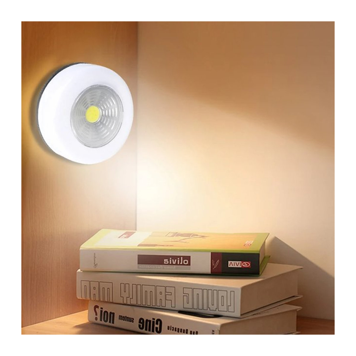 MeeToo LED COB Nachtlicht mit Touch-Sensor und Klebeaufkleber, Drahtlose Wandlampe für Schrank und Möbelbeleuchtung, Weiß - Bild 1