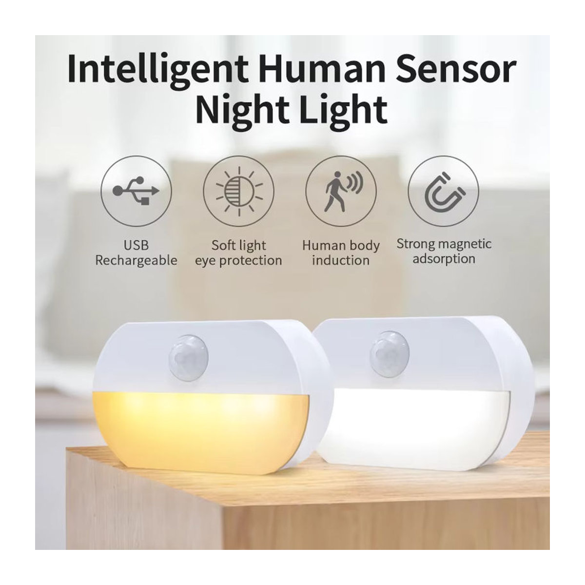 MeeToo LED Möbelbeleuchtung mit Bewegungssensor, wiederaufladbare Nachtlampe in Weiß für Küche, Flur und Schrank - Bild 6
