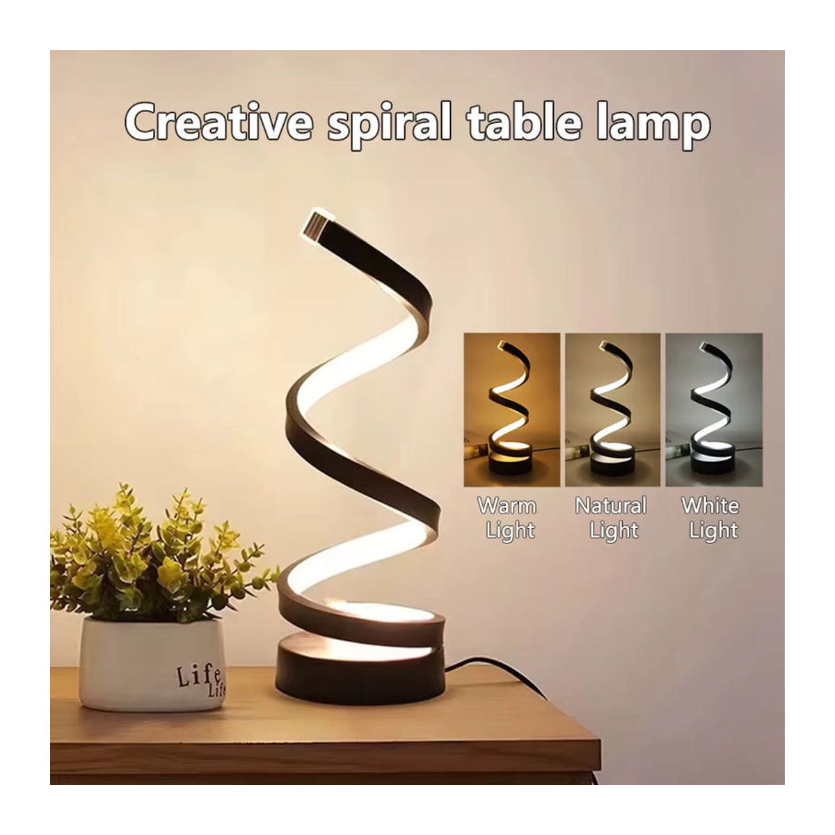MeeToo Moderne Spirale LED Tischlampe Dimmbar in Schwarz - Bild 3
