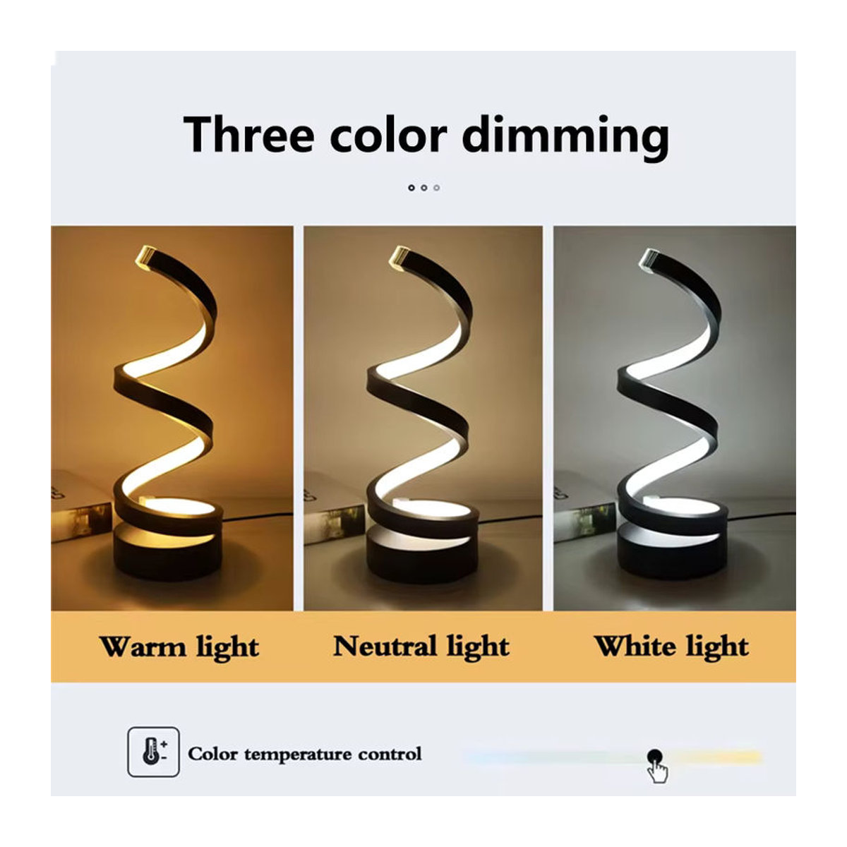 MeeToo Moderne Spirale LED Tischlampe Dimmbar in Schwarz - Bild 4