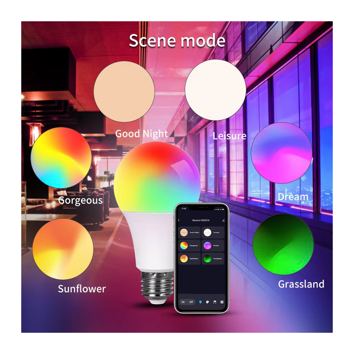 MeeToo Smart-Lampe E27 RGB LED Glühbirne 15W mit Bluetooth 4.0 und Tuya App Steuerung, dimmbar und bunt - Bild 2