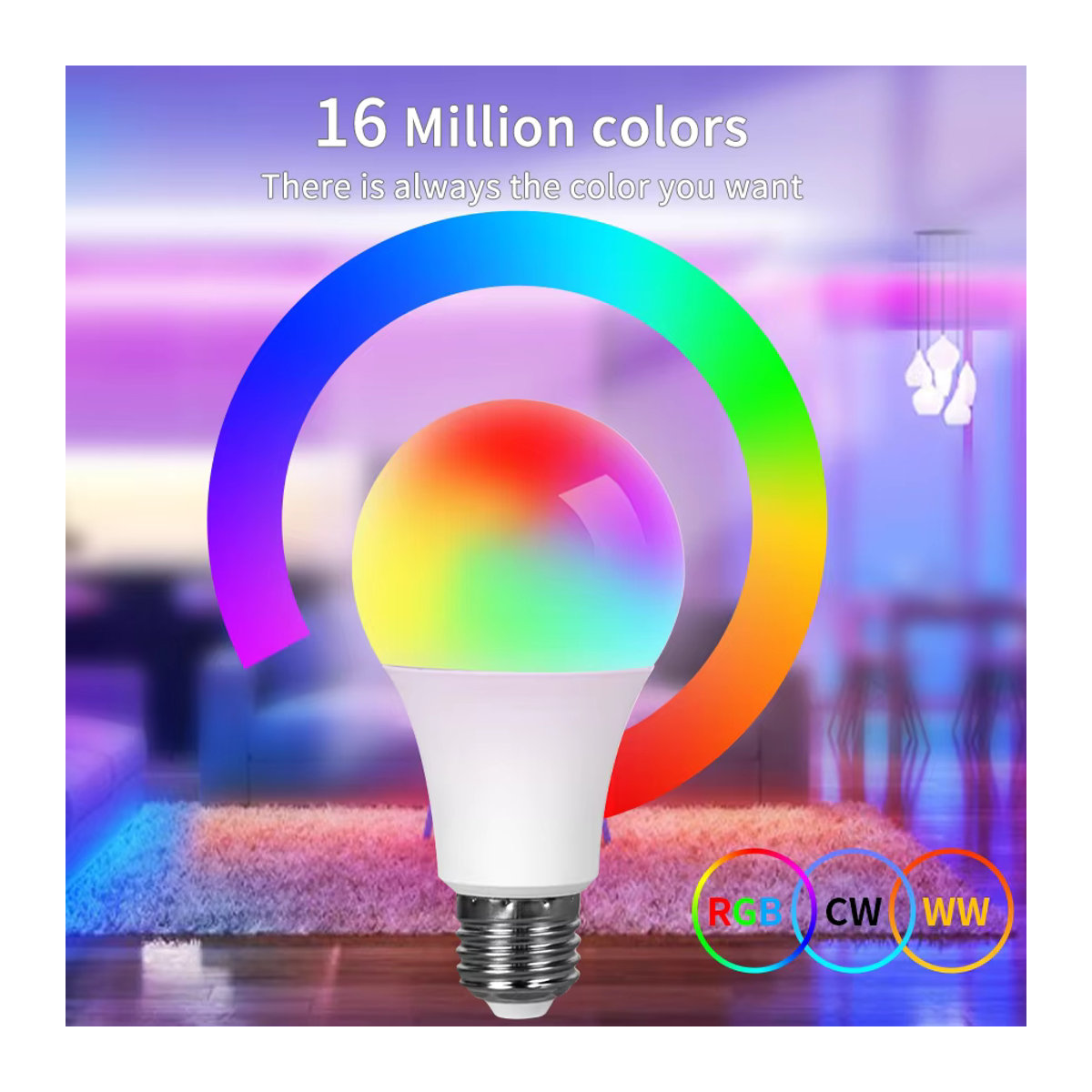 MeeToo Smart LED Birne E27 RGB mit Tuya App Steuerung, 15W dimmbar, Bunt - Bild 2