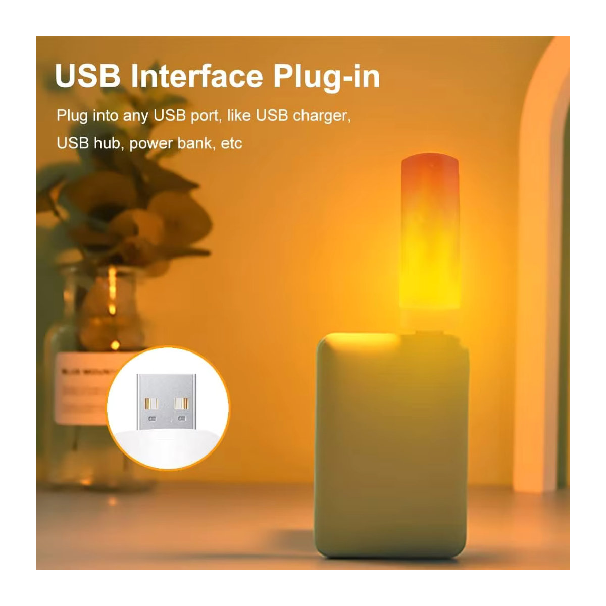 MeeToo USB LED Nachtlicht mit simuliertem Flammen-Effekt in Bunt und minimalistischem Design - Bild 2