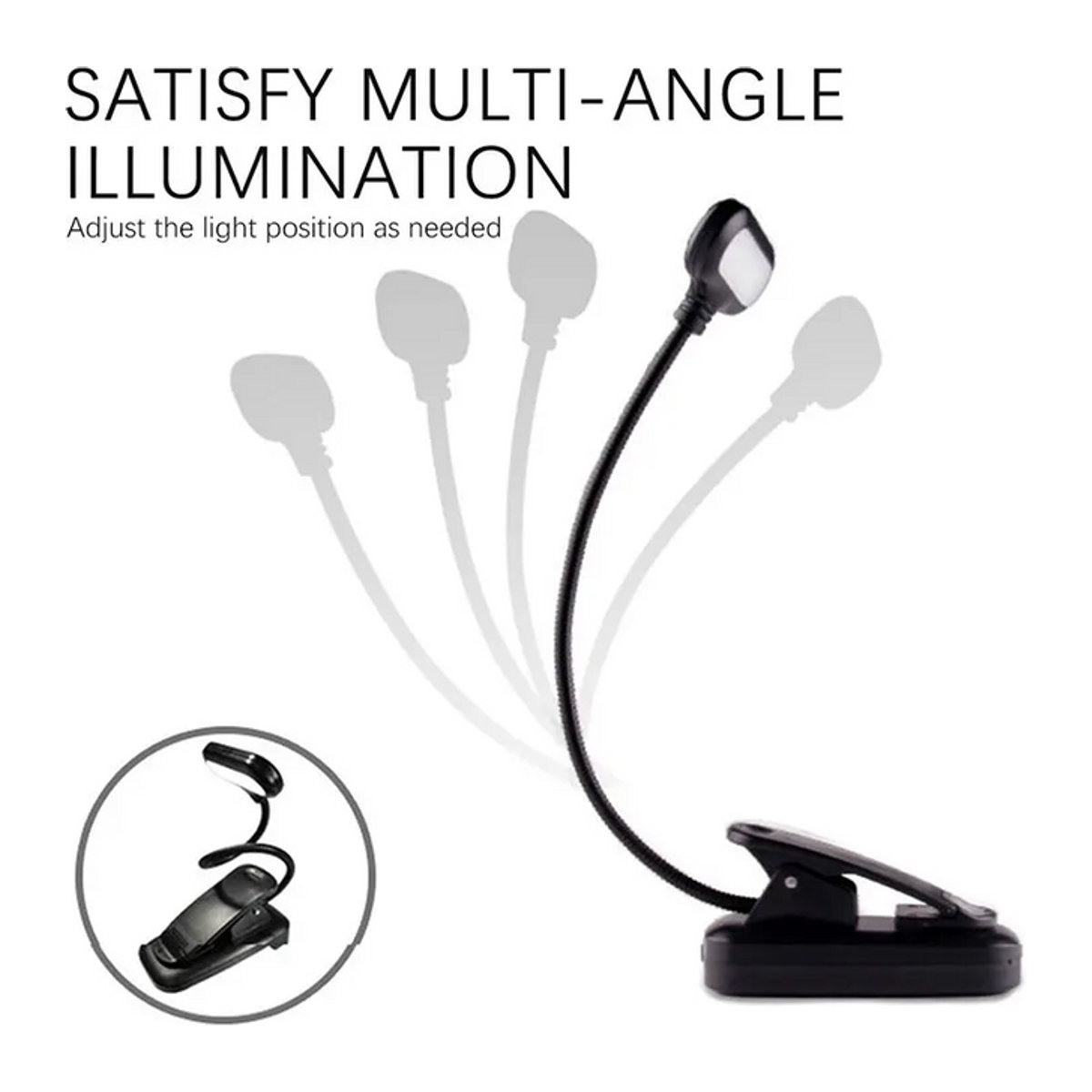 MeeToo Verstellbare LED-Schreibtischlampe in Schwarz, batteriebetrieben und flexibel zum Lesen und Lernen - Bild 1