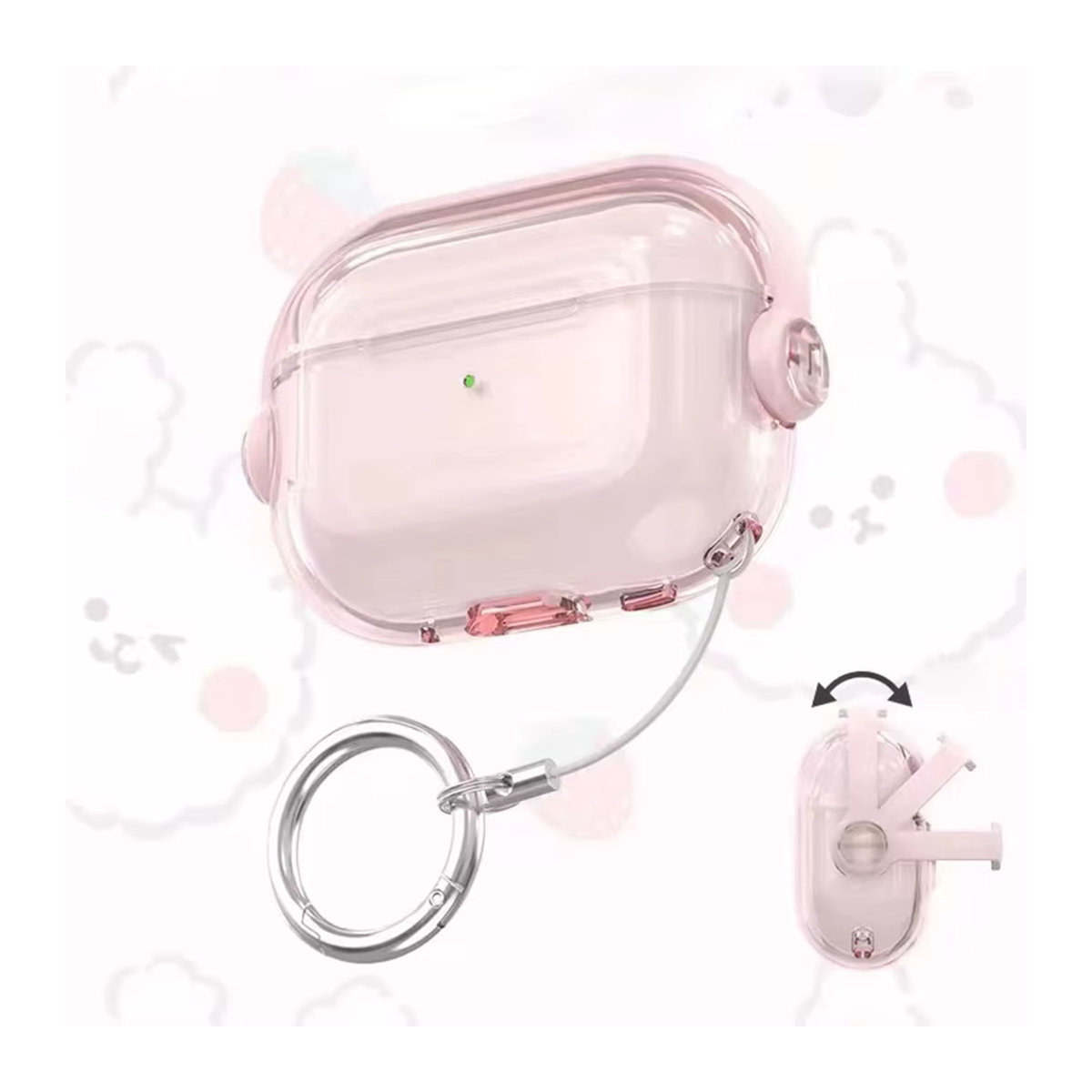 Meetsweet Schutzhülle für AirPods mit Sicherheitsschloss und Telefonhalter, transparente Abdeckung in Bonbonfarben Lila und Rosa - Bild 3