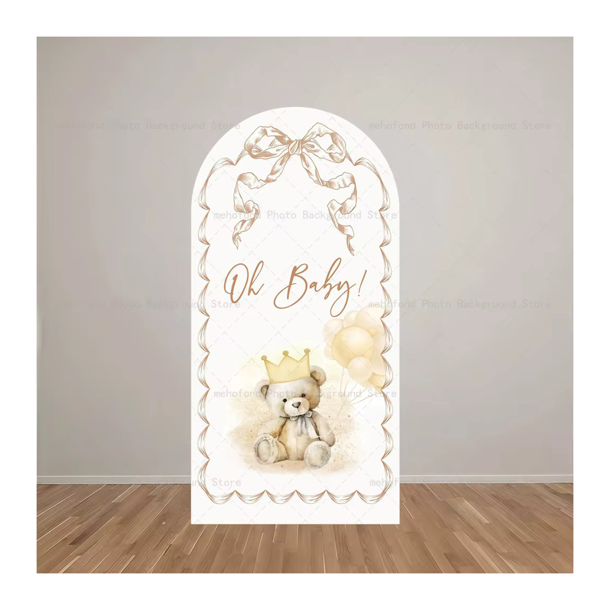 Mehofond Bogen-Hintergrund im Vintage-Stil mit Teddybär, Pferd, Auto und Wolken in Weiß für Kindergeburtstage und Fotostudios - Bild 2