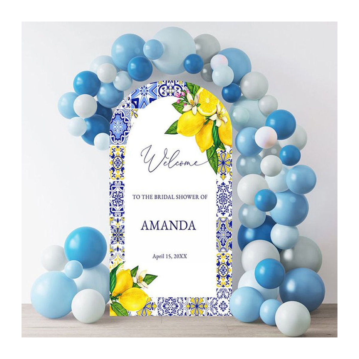 Mehomond Mediterraner Bogen Hintergrund für Brautparty und Geburtstag in Gelb und Mehrfarbig mit floralem Design - Bild 1