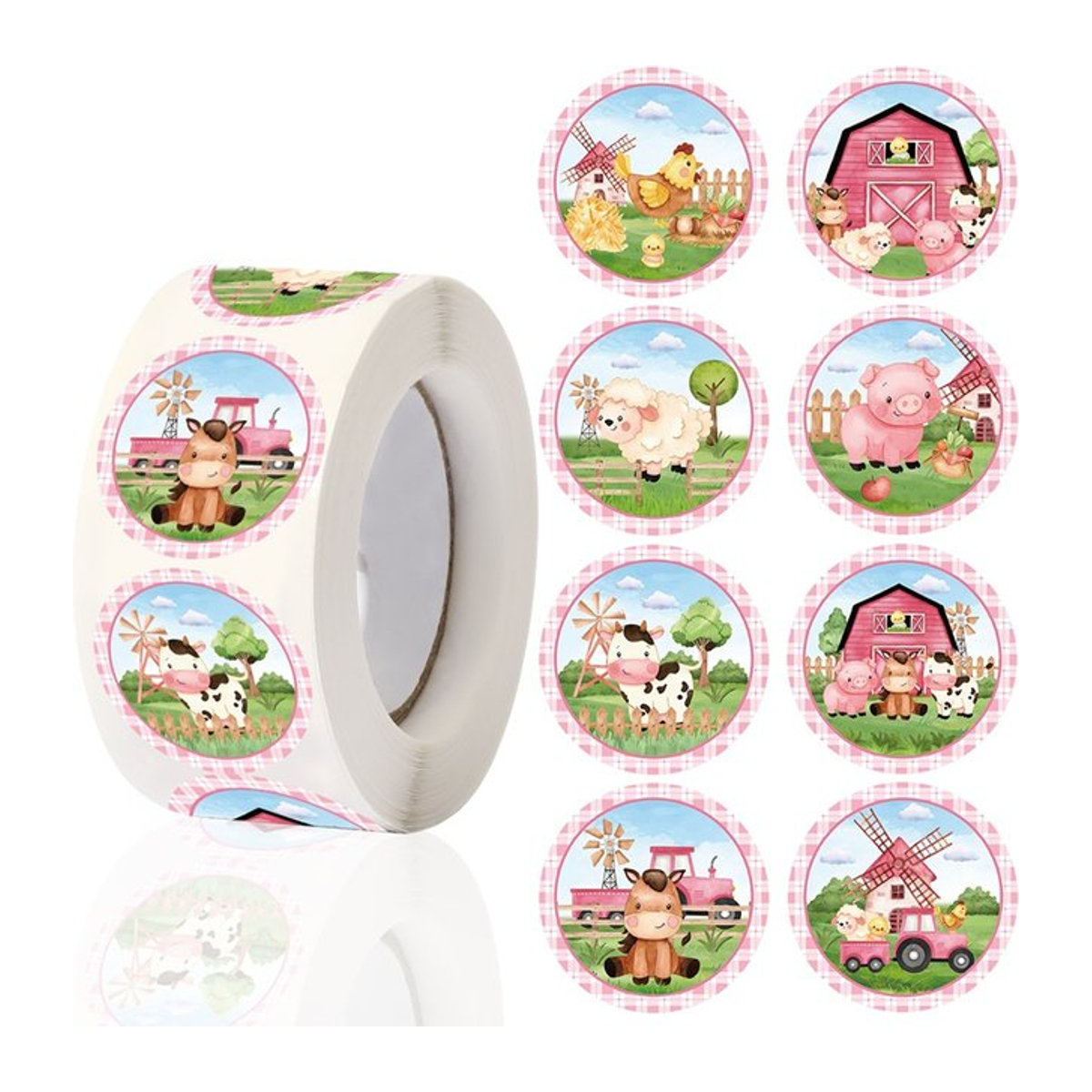 Mehrfarbige Bauernhof Tier Aufkleber aus Papier für Kindergeburtstage und Babypartys - Bild 1