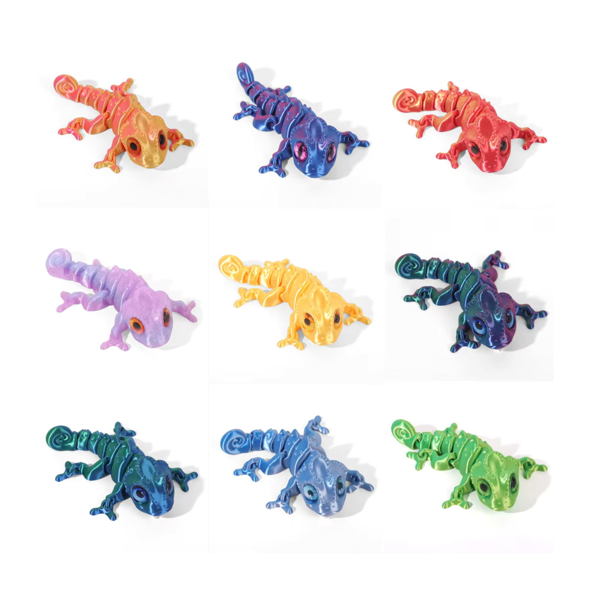 Mehrfarbige Chamäleon-Figur aus Kunststoff mit beweglichen Gelenken und Simulationsaugen im 3D-Druck-Design - Bild 3