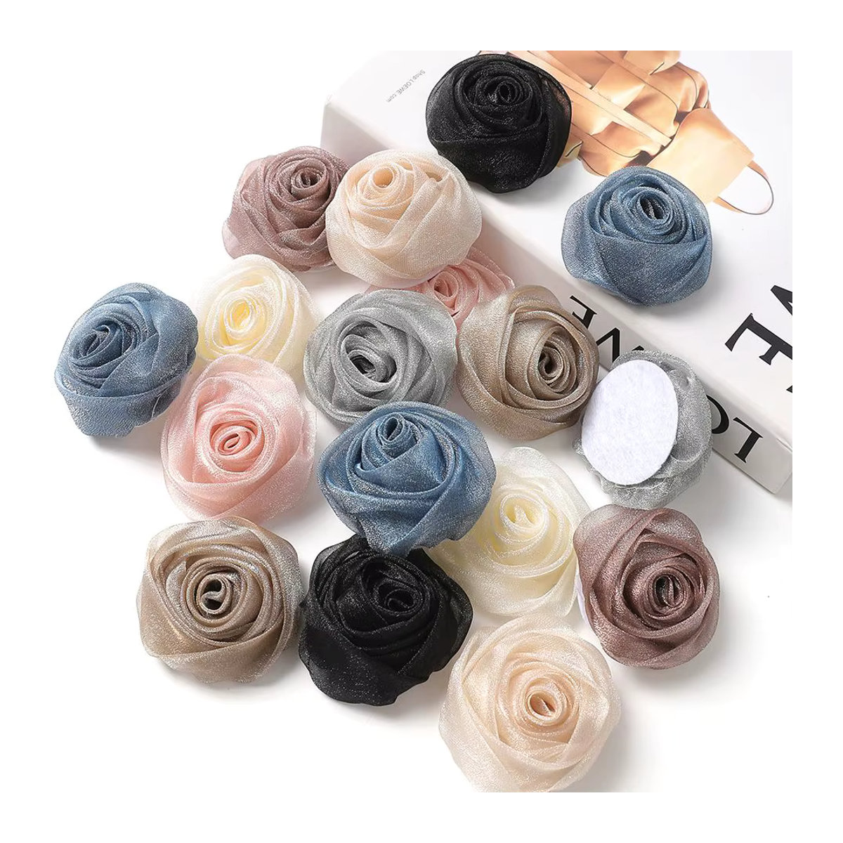 Mehrfarbige Chiffon-Kunstblumenköpfe in Rosenform für deine Dekoration und Bastelprojekte, 3 oder 5 Stück, Durchmesser: 5 cm - Bild 2