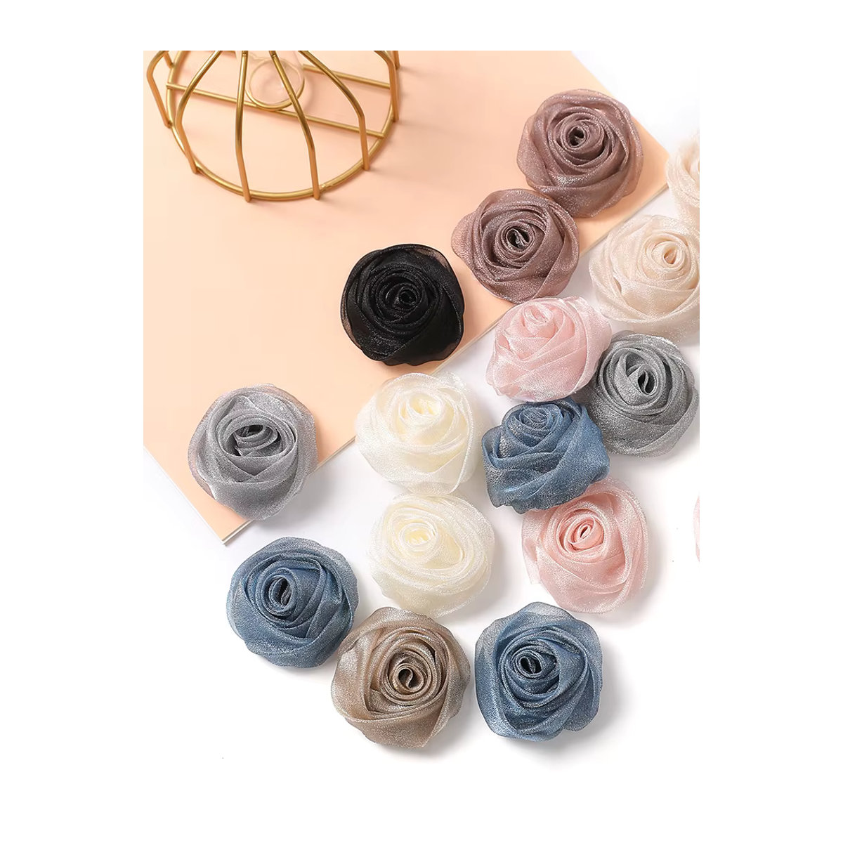 Mehrfarbige Chiffon-Kunstblumenköpfe in Rosenform für deine Dekoration und Bastelprojekte, 3 oder 5 Stück, Durchmesser: 5 cm - Bild 7