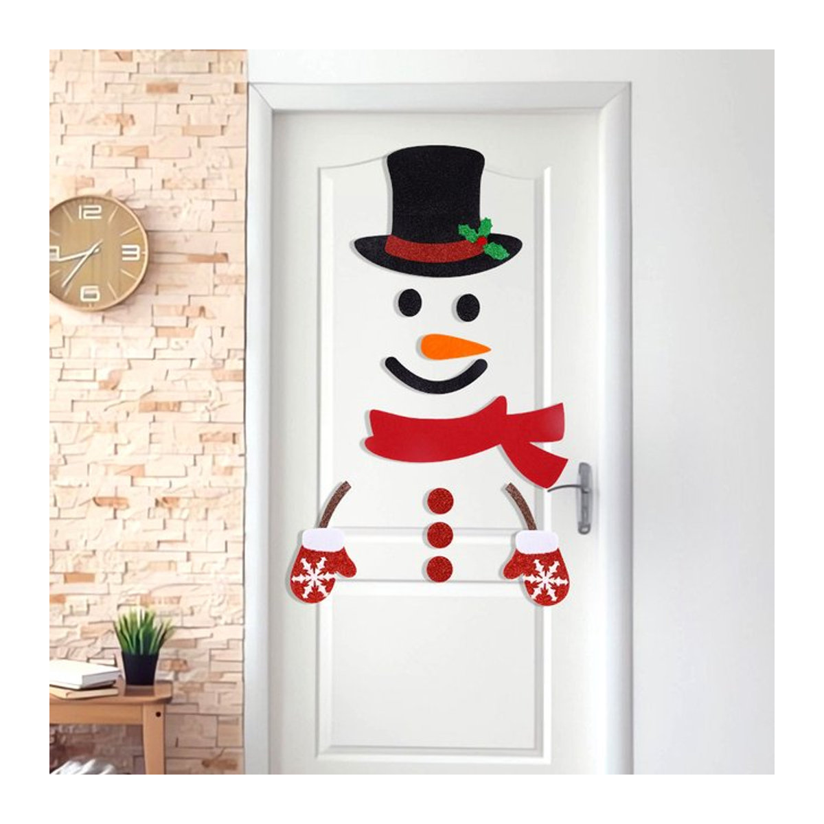Mehrfarbige Cyuan Weihnachtsaufkleber mit Schneemann, Rentier und Santa für Tür, Wand, Fenster oder Kühlschrank - Bild 1