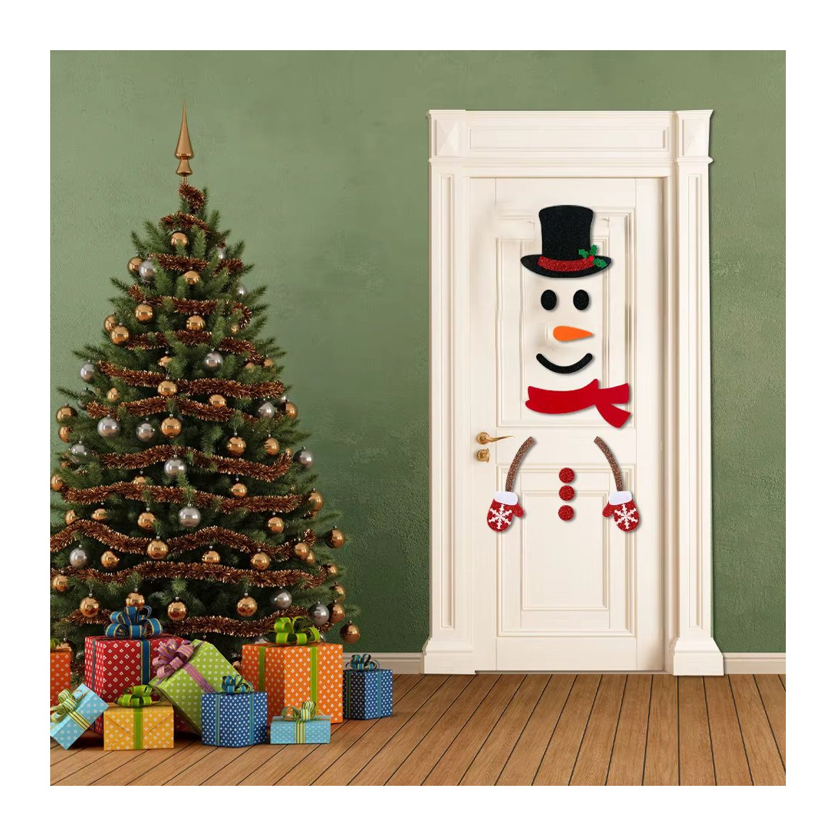 Mehrfarbige Cyuan Weihnachtsaufkleber mit Schneemann, Rentier und Santa für Tür, Wand, Fenster oder Kühlschrank - Bild 2