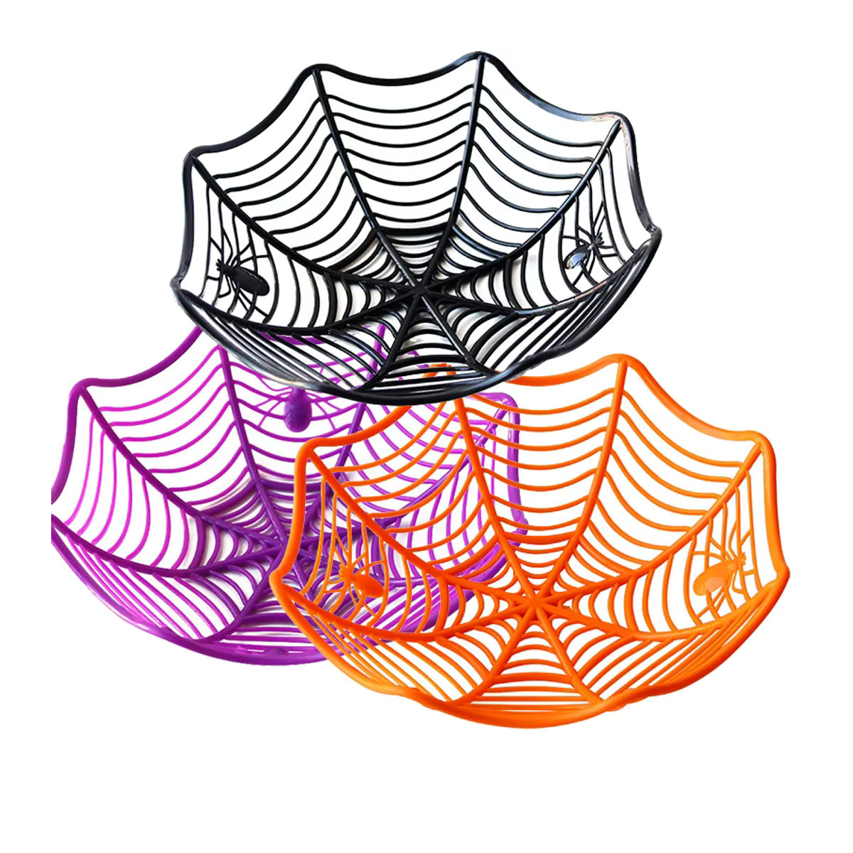 Mehrfarbige Halloween Spinnennetz Schüssel aus Kunststoff für Süßigkeiten und Dekoration - Bild 1