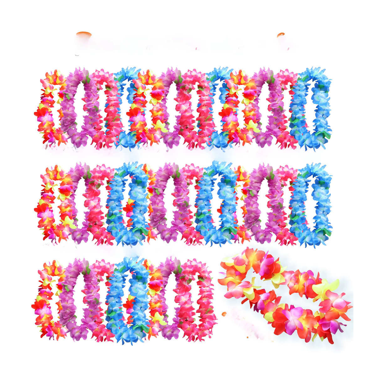 Mehrfarbige hawaiianische Leis Blumenkränze als tropische Girlanden-Halsketten für Strandpartys und Hochzeiten, 39 Zoll - Bild 5