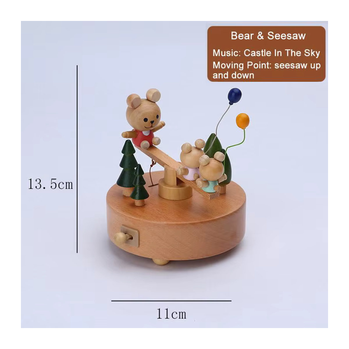 Mehrfarbige Karussell Spieluhr aus Holz als dekoratives Ornament für Kinder und als Geschenk zum Geburtstag oder Weihnachten - Bild 5
