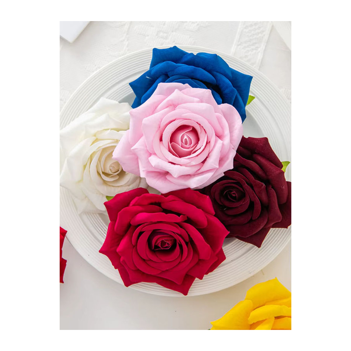Mehrfarbige künstliche Flanell Rosen von smr für deine Tischdekoration, Hochzeitskranz und DIY-Geschenkboxen (5 Stück) - Bild 7