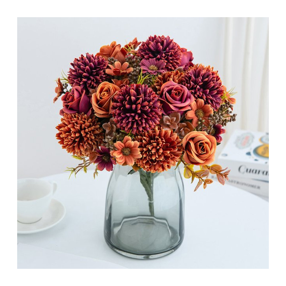 Mehrfarbige künstliche Seidenrosen als floraler Strauß für Hochzeiten, Weihnachtsdekoration und DIY-Projekte - Bild 1