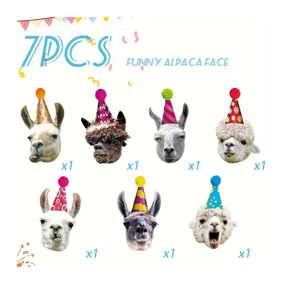Mehrfarbige Lama-Geburtstagsgirlande aus Papier als lustige Alpaka-Wimpelkette für Babyparty und Geburtstag-Dekoration - Bild 3