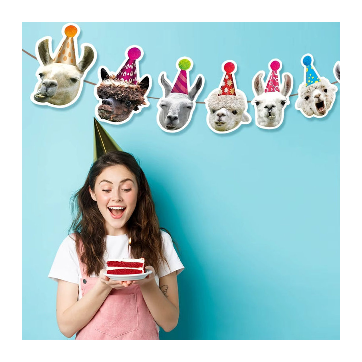 Mehrfarbige Lama-Geburtstagsgirlande aus Papier als lustige Alpaka-Wimpelkette für Babyparty und Geburtstag-Dekoration - Bild 4