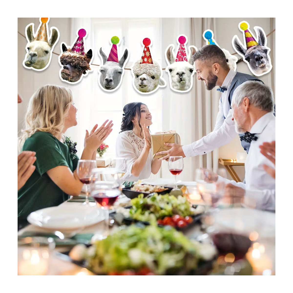 Mehrfarbige Lama-Geburtstagsgirlande aus Papier als lustige Alpaka-Wimpelkette für Babyparty und Geburtstag-Dekoration - Bild 5