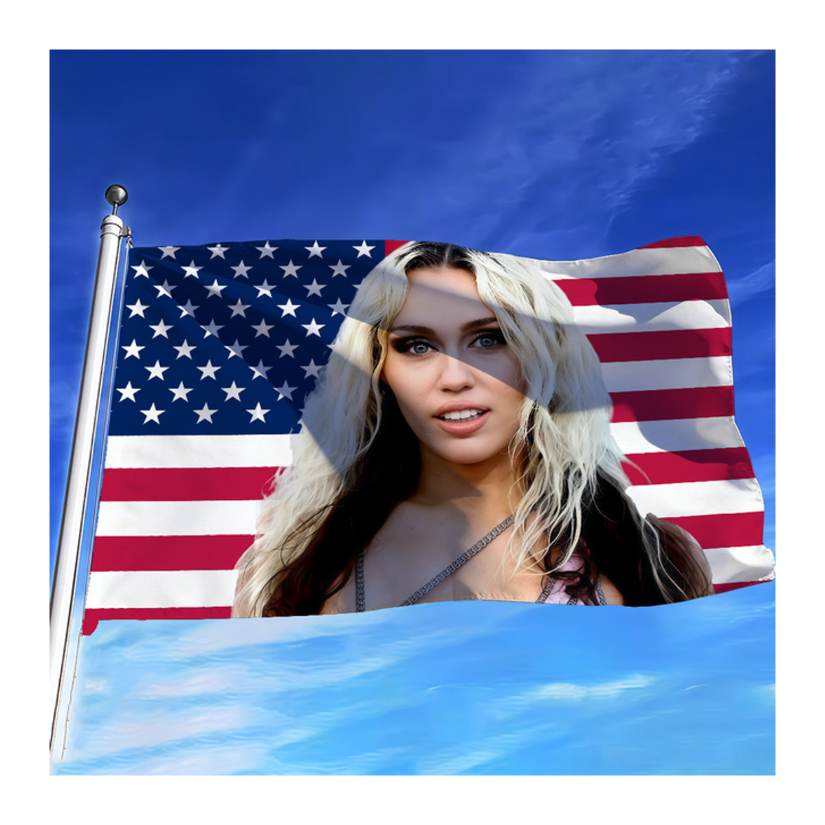 Mehrfarbige Miley Cyrus Flagge aus Textil für Dekoration im Innen- und Außenbereich, B: 60 cm, H: 40 cm - Bild 1