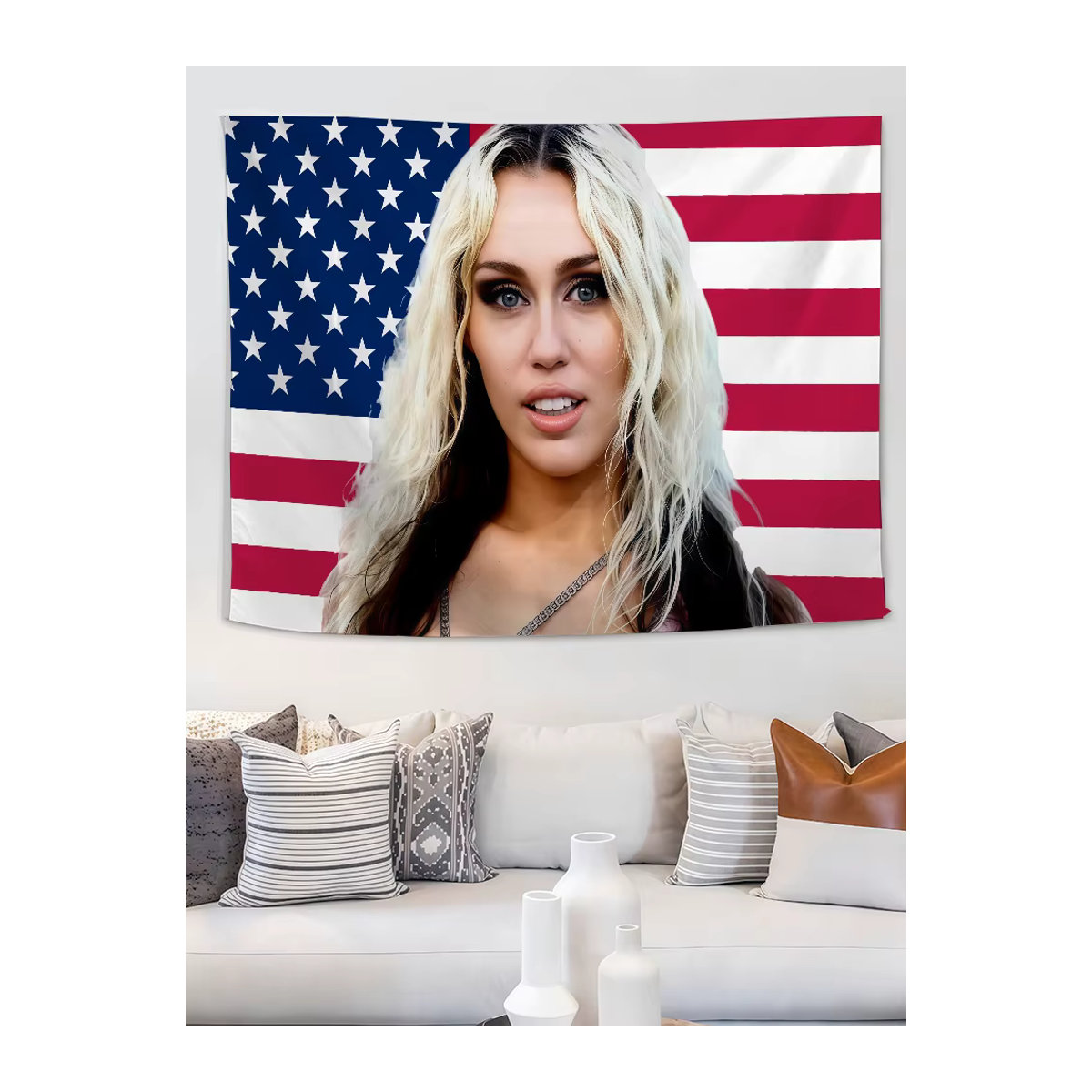 Mehrfarbige Miley Cyrus Flagge aus Textil für Dekoration im Innen- und Außenbereich, B: 60 cm, H: 40 cm - Bild 7