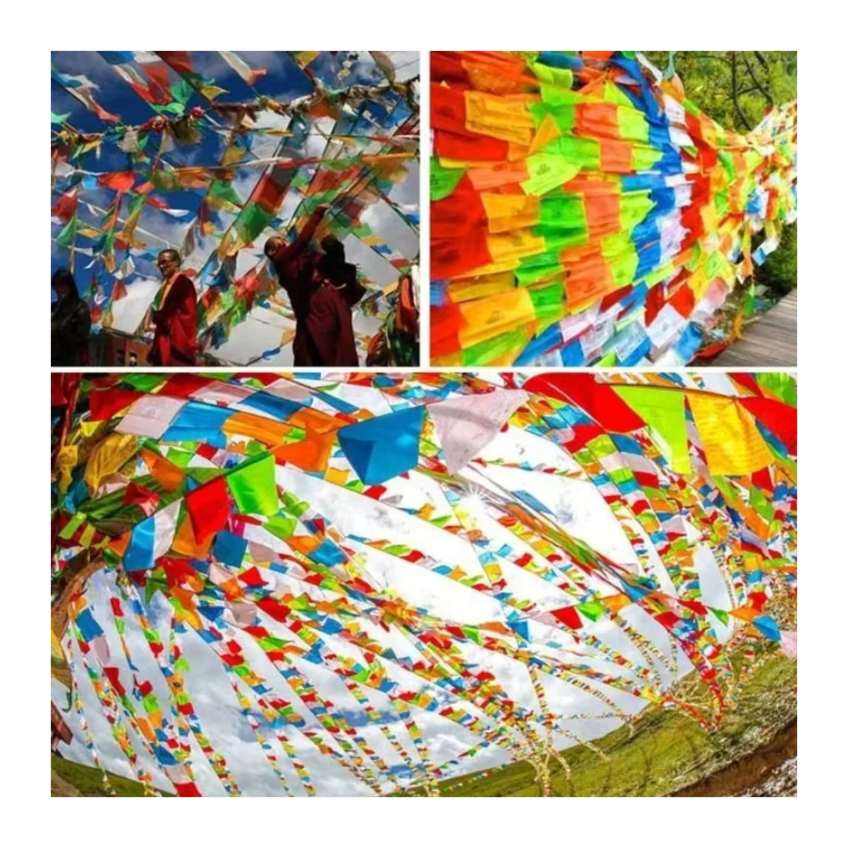 Mehrfarbige Tibetische Gebetsflaggen aus Satin für Glück und Gesundheit, 5 Farben, Hängende Dekoration im orientalischen Stil - Bild 4