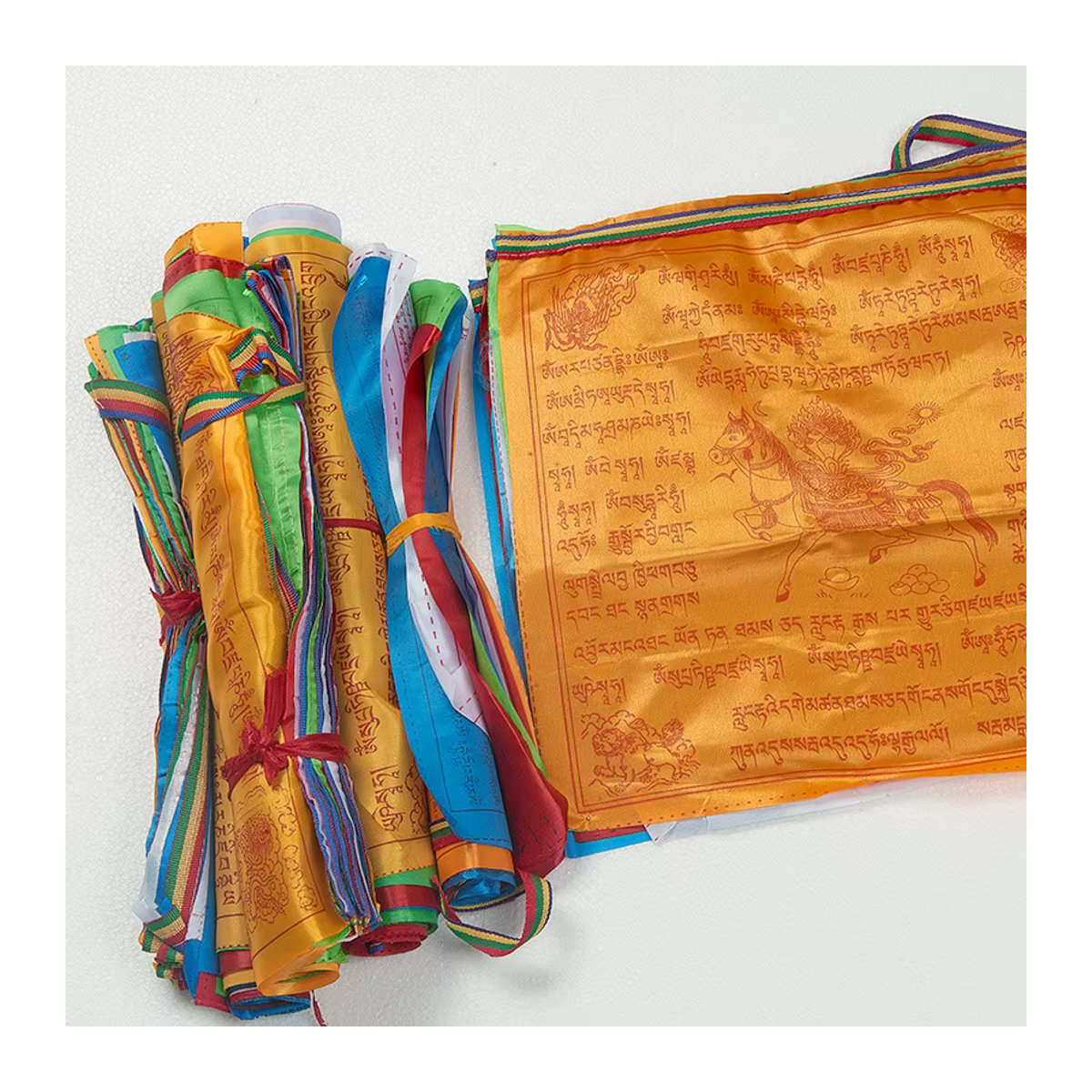 Mehrfarbige Tibetische Gebetsflaggen aus Satin für Glück und Gesundheit, 5 Farben, Hängende Dekoration im orientalischen Stil - Bild 5