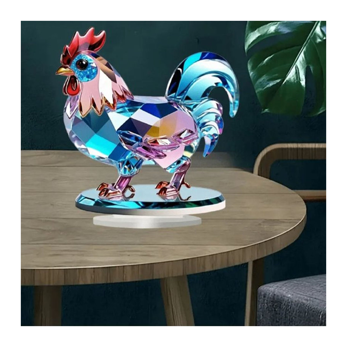 Mehrfarbige Tischdekoration mit Tiermotiv aus Kunstharz und Glas in unregelmäßiger Form - Bild 1