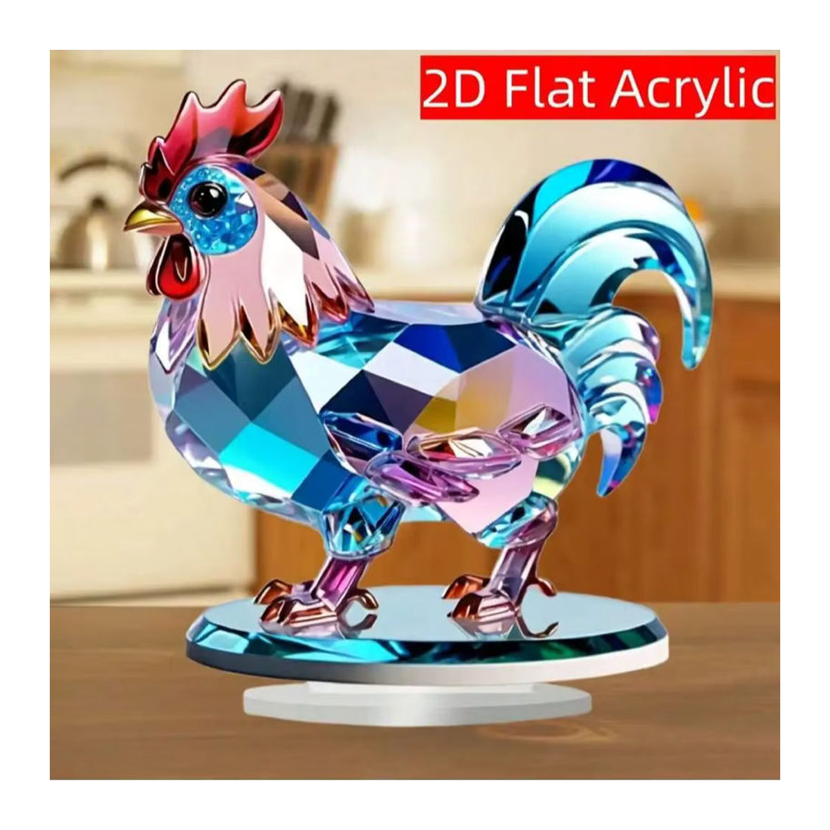 Mehrfarbige Tischdekoration mit Tiermotiv aus Kunstharz und Glas in unregelmäßiger Form - Bild 2