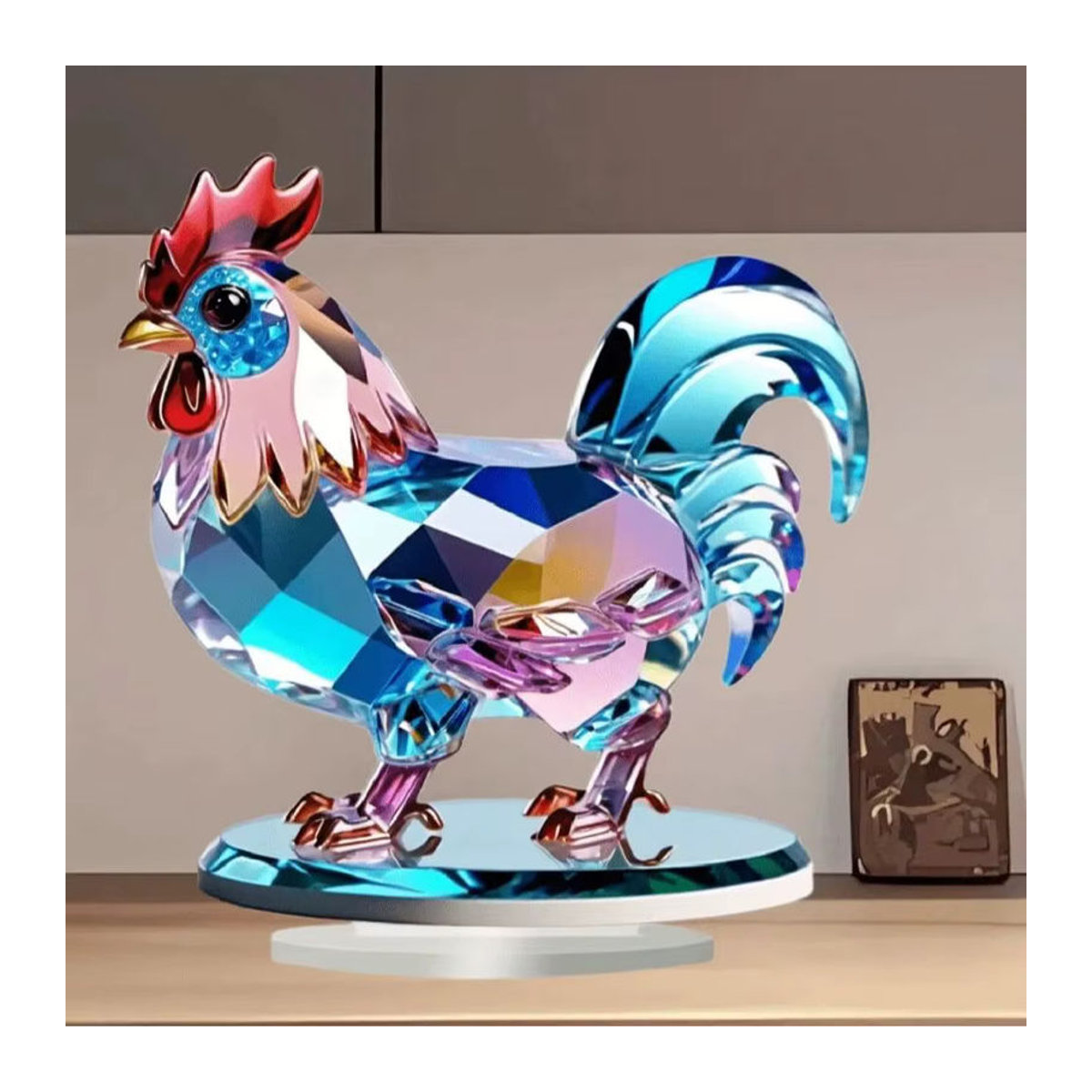 Mehrfarbige Tischdekoration mit Tiermotiv aus Kunstharz und Glas in unregelmäßiger Form - Bild 4