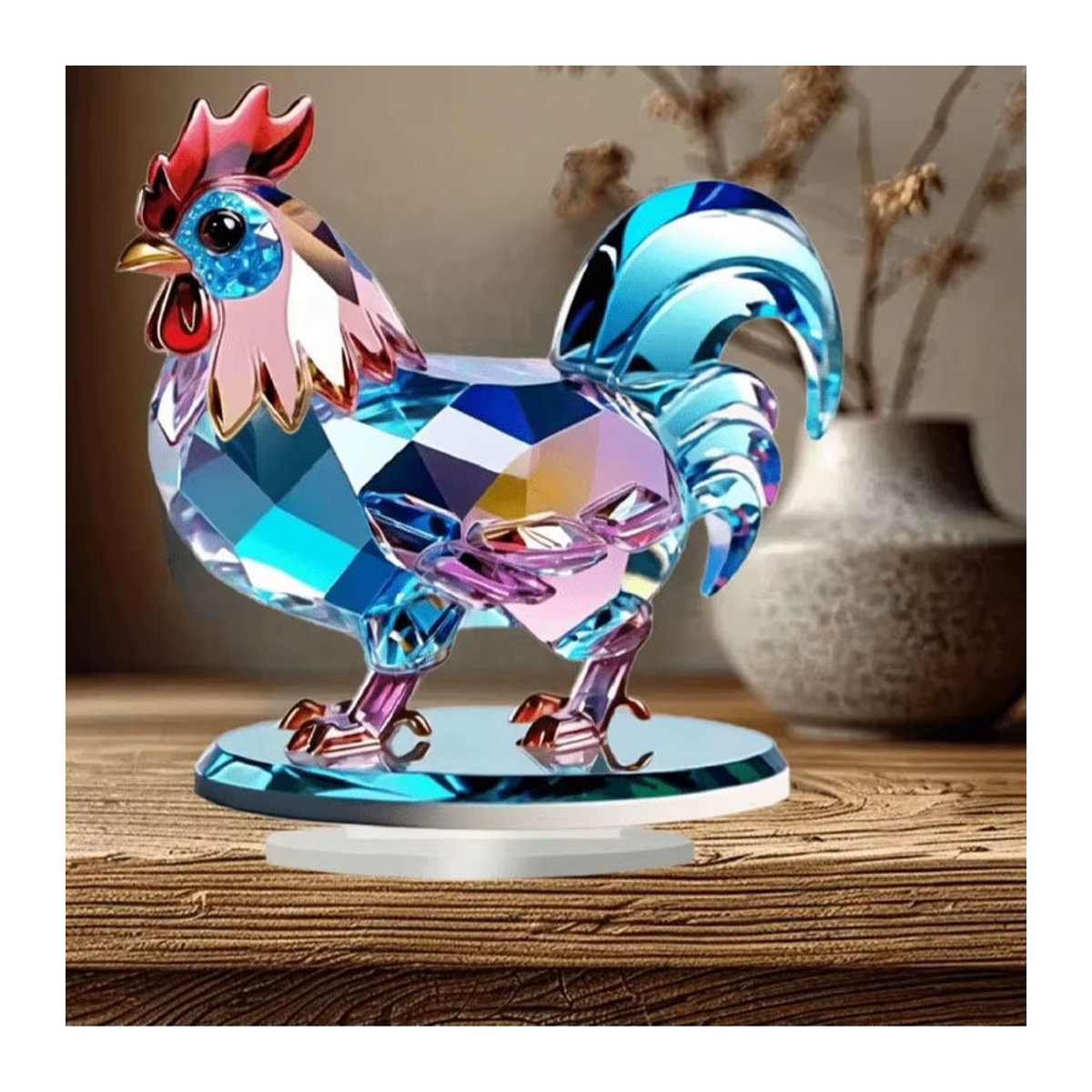 Mehrfarbige Tischdekoration mit Tiermotiv aus Kunstharz und Glas in unregelmäßiger Form - Bild 5