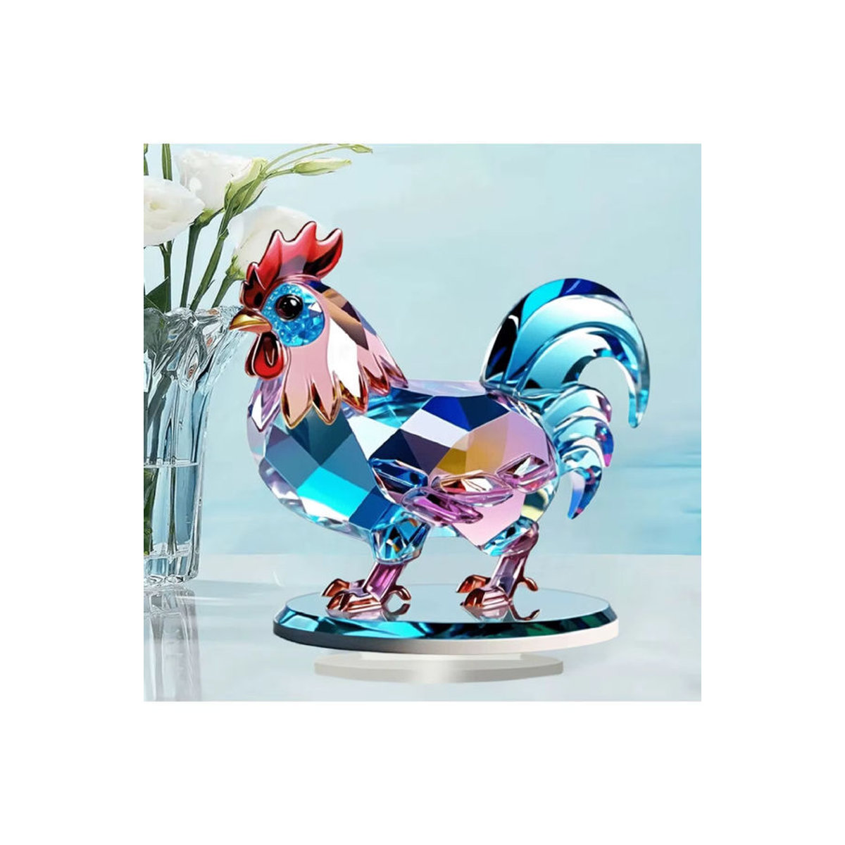 Mehrfarbige Tischdekoration mit Tiermotiv aus Kunstharz und Glas in unregelmäßiger Form - Bild 7