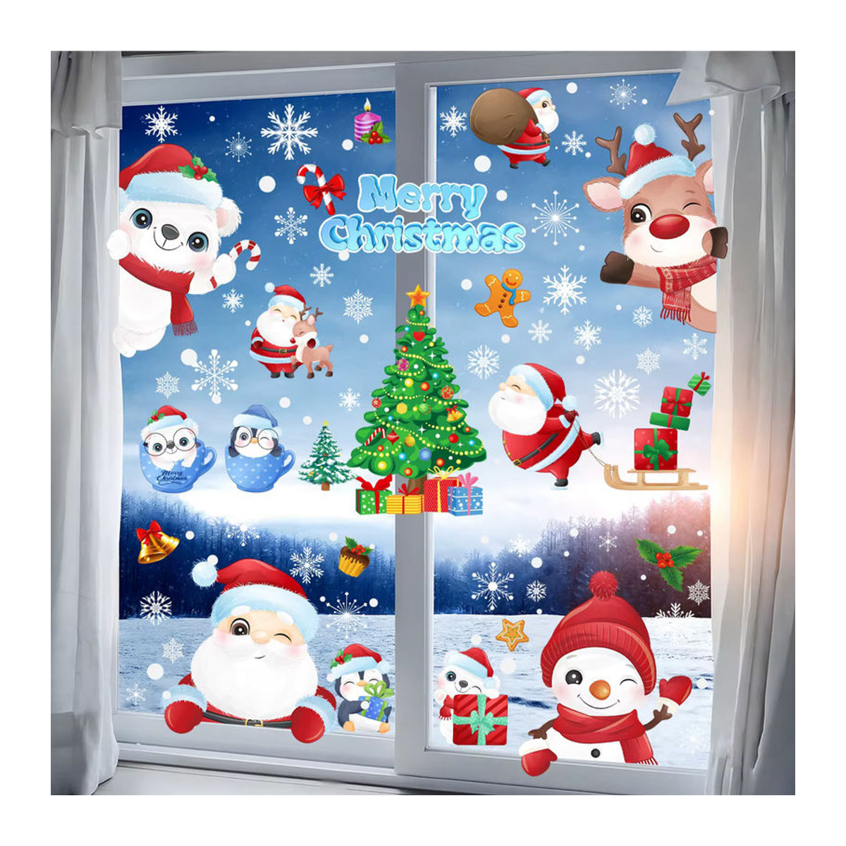 Mehrfarbige Weihnachts-Fensteraufkleber für deine festliche Dekoration - Bild 1