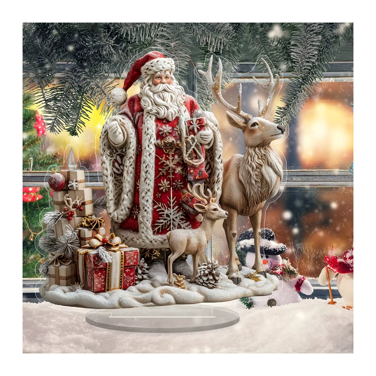 Mehrfarbige Weihnachtsdekoration Weihnachtsmann als stehendes Desktop-Ornament aus Holz und Kunstharz für Weihnachten und Neujahr - Bild 2