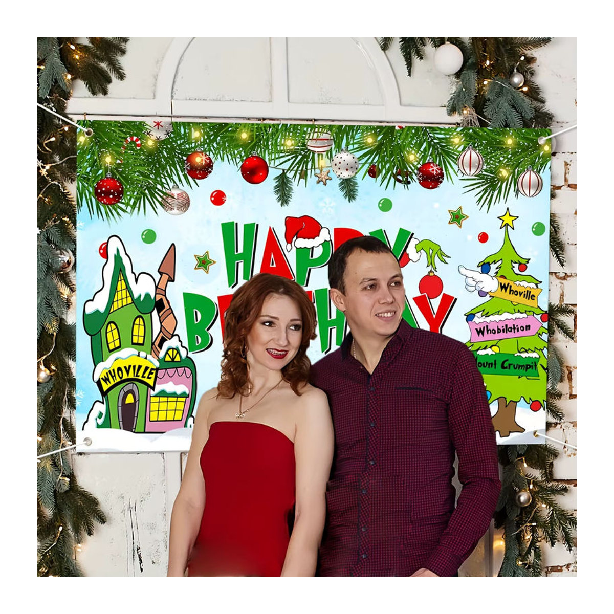 Mehrfarbige Wimpel-Girlande aus Papier für Weihnachts- und Geburtstagspartys mit Whoville-Cartoon-Motiv - Bild 3