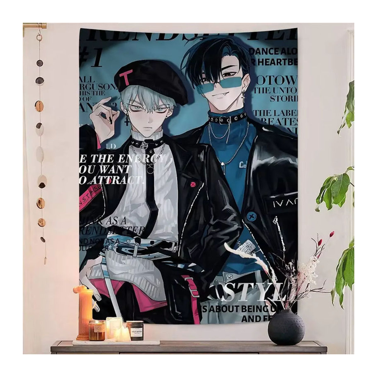 Mehrfarbiger Alien Wandbehang im Anime-Stil als dekorative Textil-Tapisserie für dein Zuhause - Bild 2