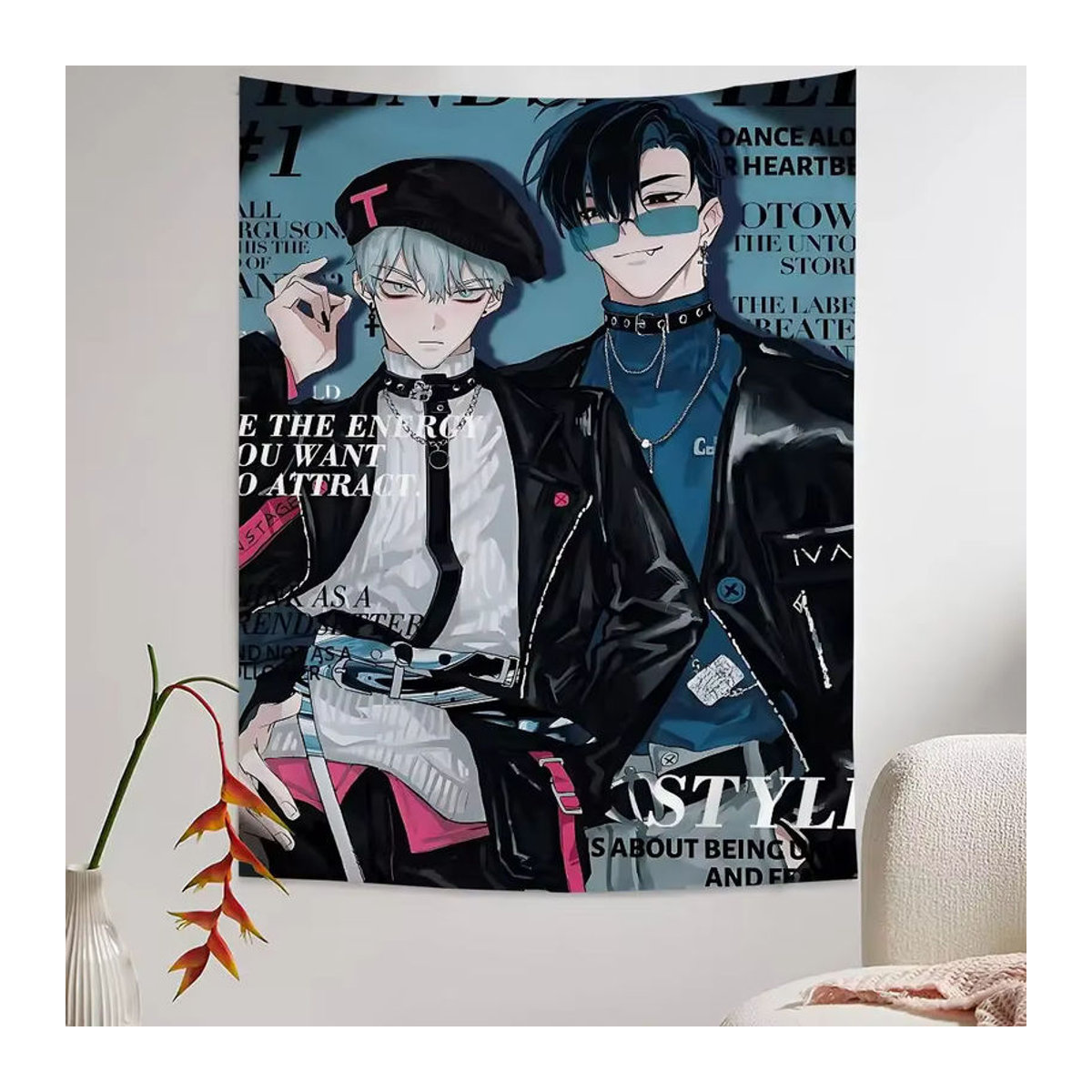Mehrfarbiger Alien Wandbehang im Anime-Stil als dekorative Textil-Tapisserie für dein Zuhause - Bild 4