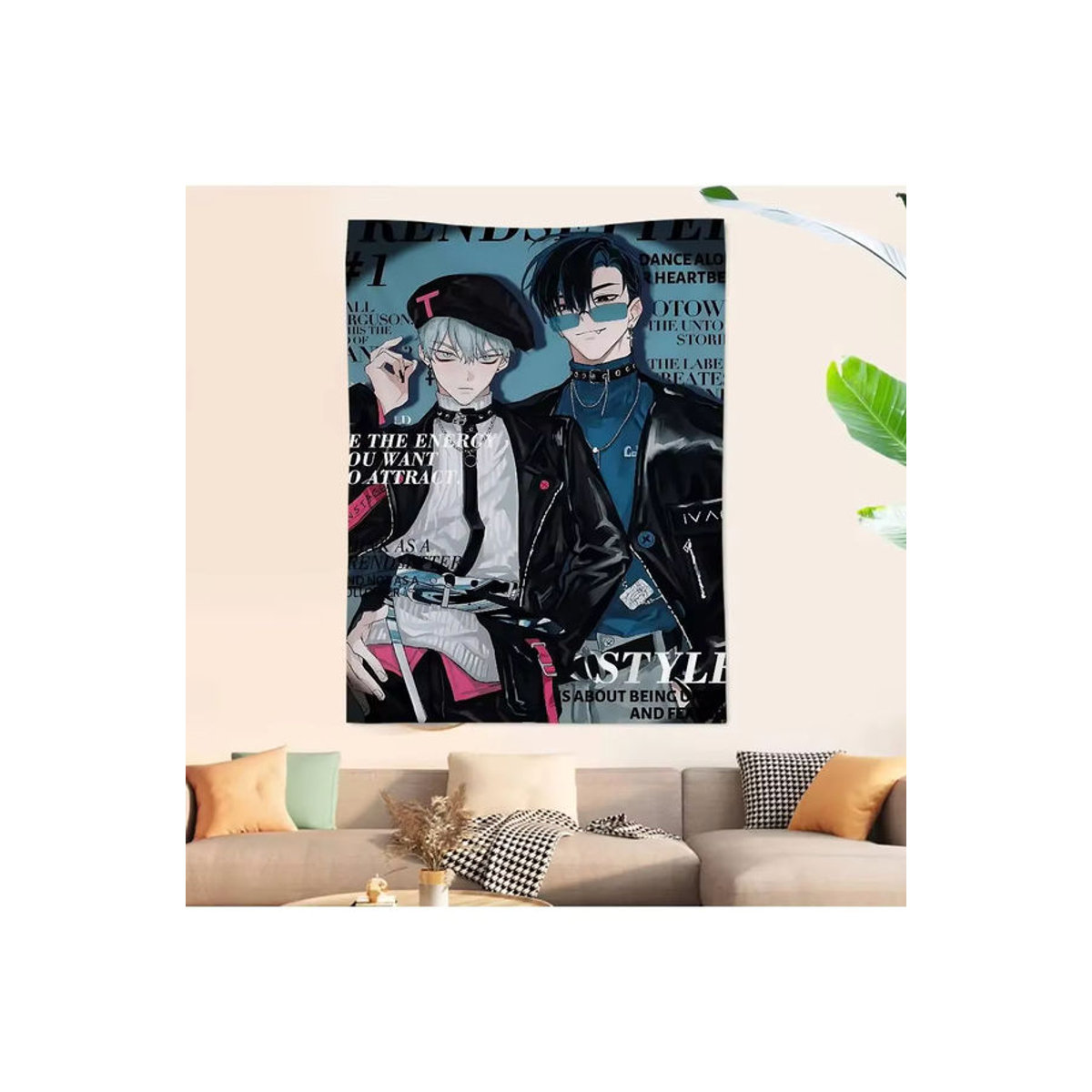 Mehrfarbiger Alien Wandbehang im Anime-Stil als dekorative Textil-Tapisserie für dein Zuhause - Bild 7