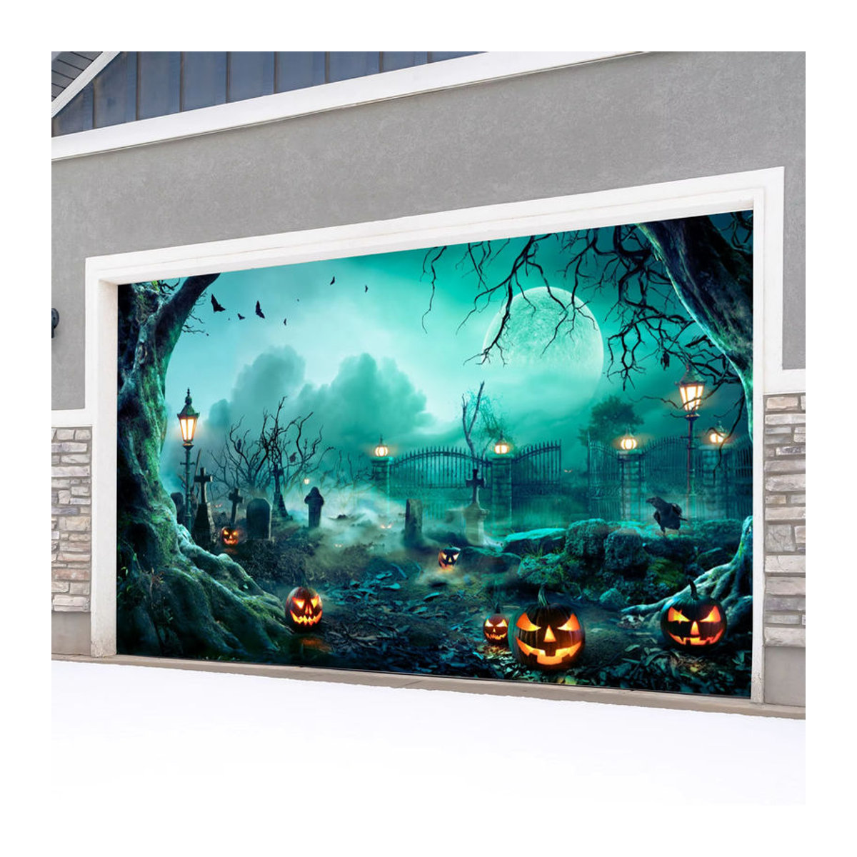 Mehrfarbiger Halloween-Banner aus Textil als rechteckige Hintergrunddekoration für Partys und Feiern - Bild 2