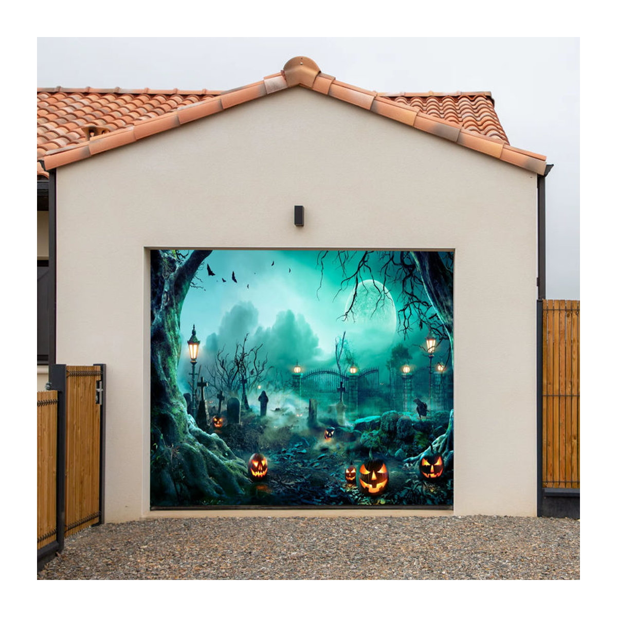 Mehrfarbiger Halloween-Banner aus Textil als rechteckige Hintergrunddekoration für Partys und Feiern - Bild 4