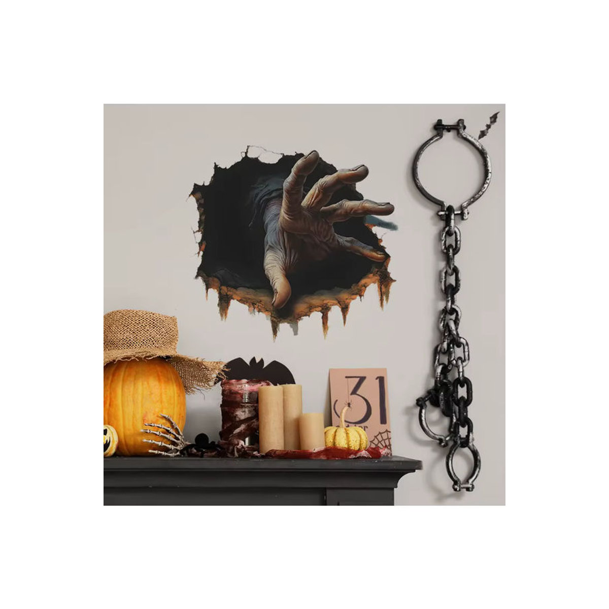Mehrfarbiger Halloween-Wandaufkleber mit Horror-Palmen-Design zur Wanddekoration - Bild 3