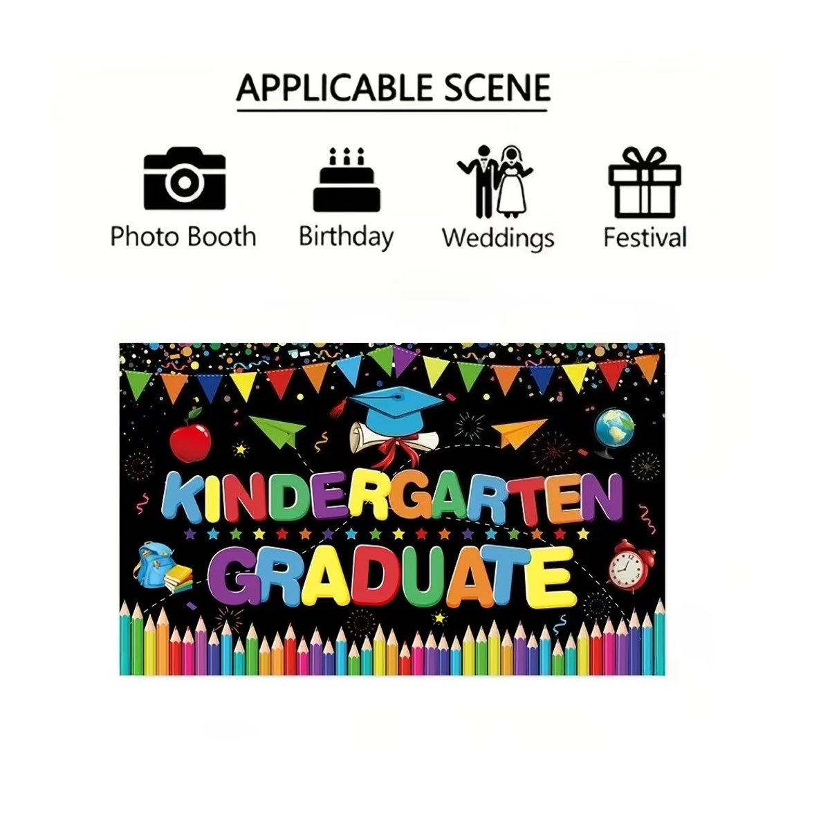 Mehrfarbiger Hintergrund für die Kindergarten-Abschlussfeier im Querformat mit Typografie-Design - Bild 2