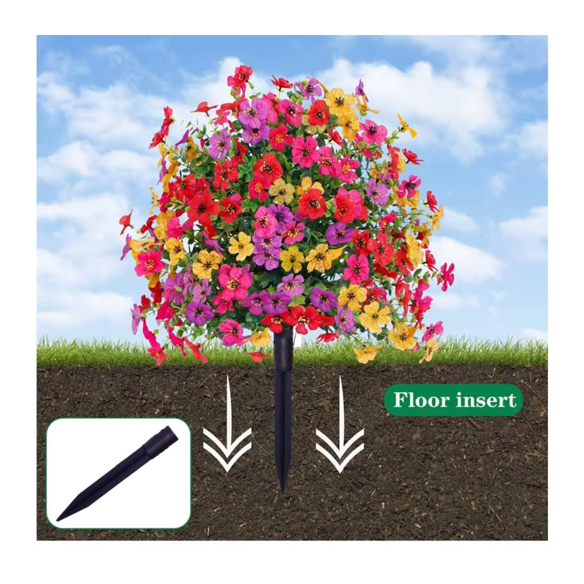 Mehrfarbiger künstlicher Blumenstecker aus Kunststoff für den Außenbereich und Innenhöfe - Bild 3