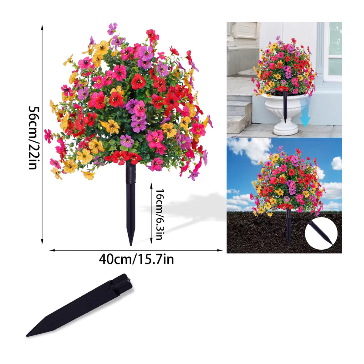 Mehrfarbiger künstlicher Blumenstecker aus Kunststoff für den Außenbereich und Innenhöfe - Bild 4
