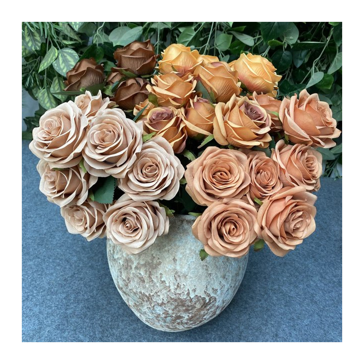 Mehrfarbiger künstlicher Rosenstrauß mit 9 Köpfen für Hochzeiten und Heimdekoration - Bild 1