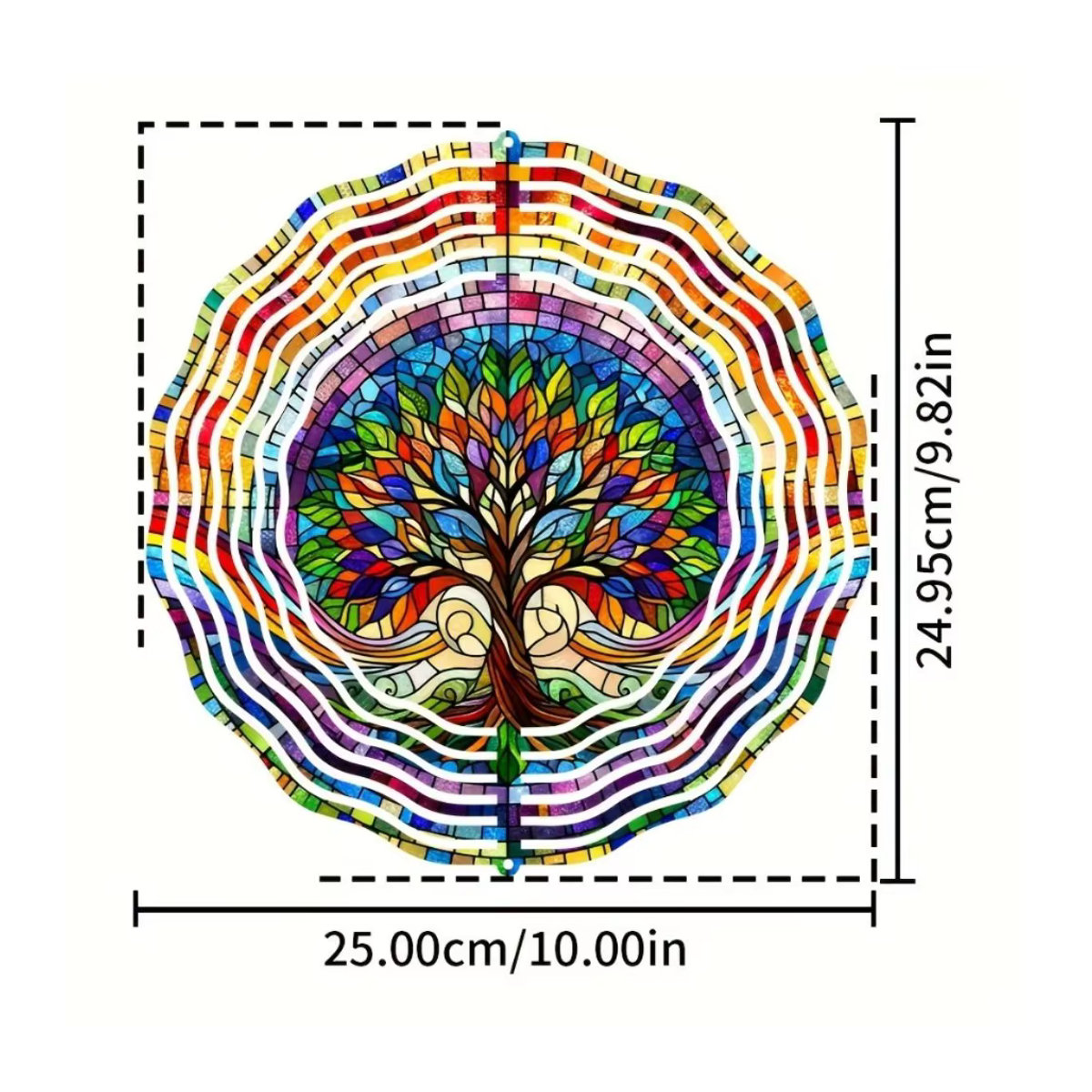 Mehrfarbiger Lebensbaum-Windspinner aus Metall und Glas als hängende 3D-Gartenkunst im Bohemian-Stil - Bild 2