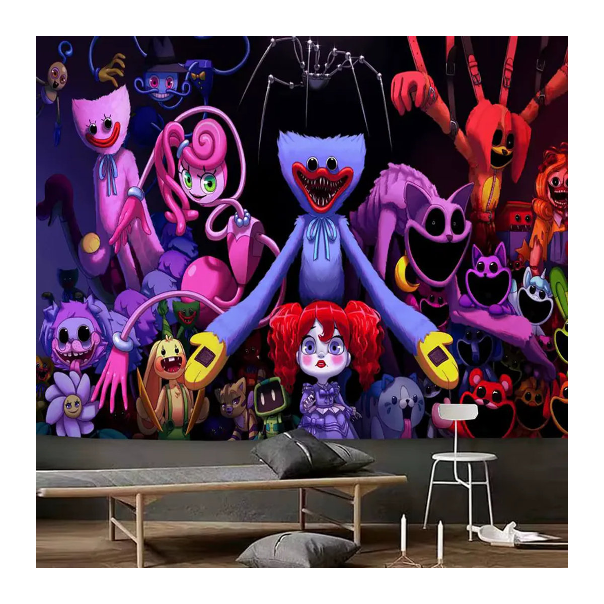 Mehrfarbiger Poppy Playtime Fotohintergrund für Kindergeburtstage und Videospiel-Porträts, B/B/H: 120 x 120 x 70 cm - Bild 2